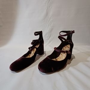 Sam Edelman Plum Velvet Strappy Pump